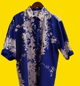 Blue silky Hawaiian shirt